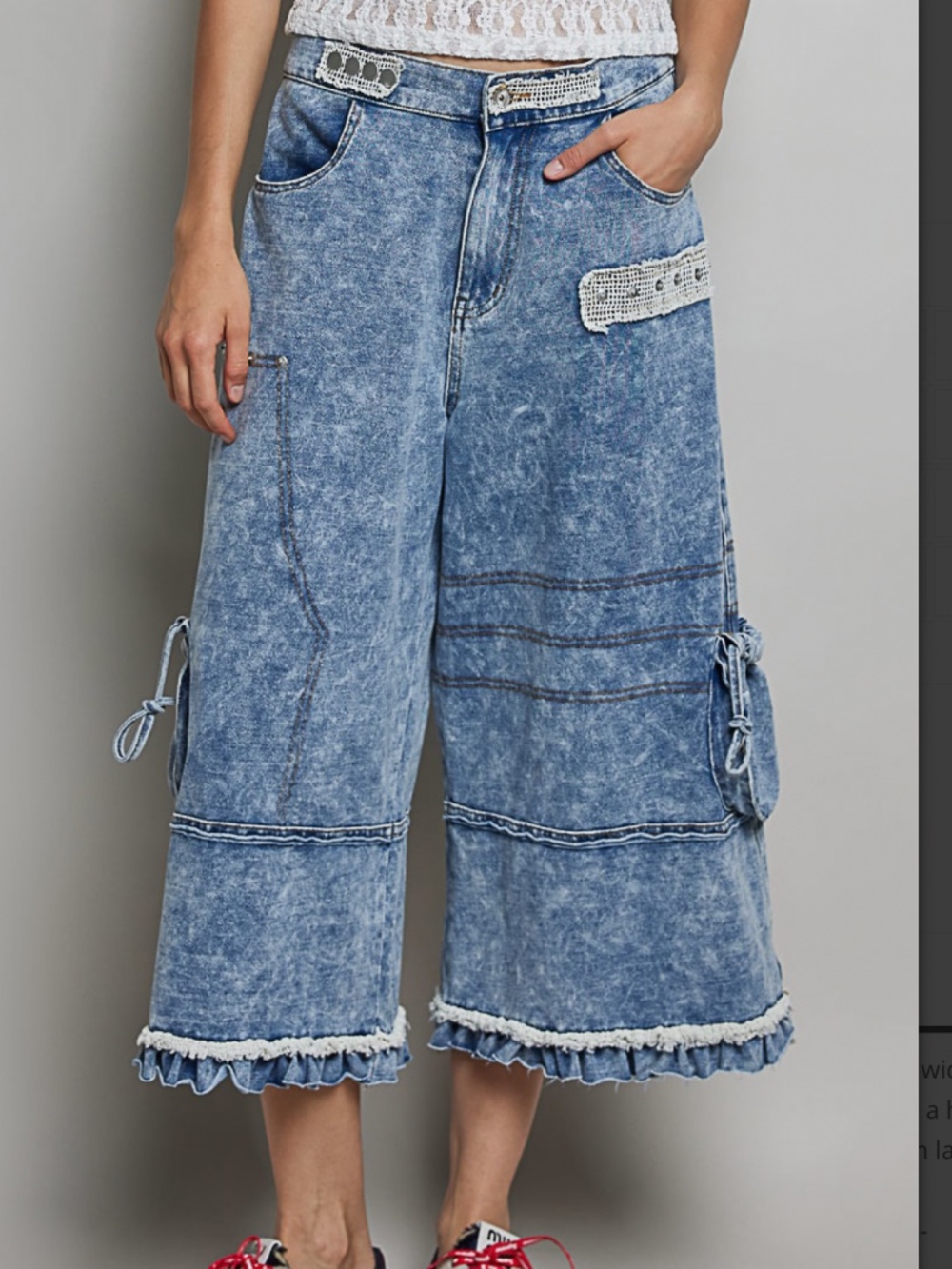 ❤️ POL “ DANI ” POL Denim Twill Wide Leg Pant 51 - Picture 3 of 6